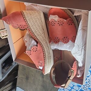 Sorbet Cow Suade Wedges